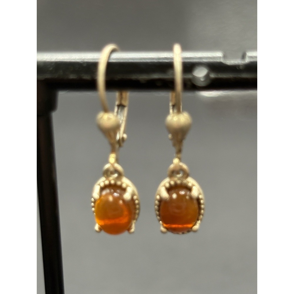 Vintage Sterling Silver Carnelian Dangle Earrings 925 H19